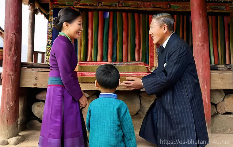 부탄 국왕과 왕실 - **"Gross National Happiness in a Bhutanese Village"**
    A serene and vibrant image capturing the e...